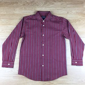 Chaps Boys Red Striped Button Up-Sz M 10/12